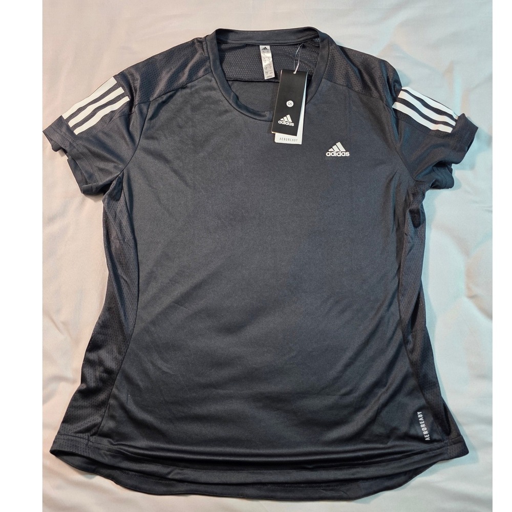 Adidas Own The Run Tee Women Large Black AEROREADY Running Shirt NEW